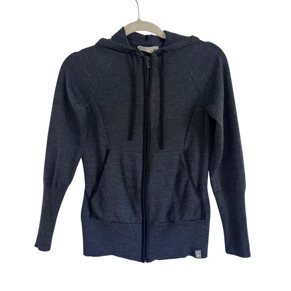 SMARTWOOL Gray Wool Zip Up Hoodie Sweater XS